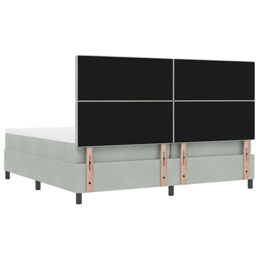 Lit à ressorts avec matelas Gris clair 200 x 200 cm Velours - 9