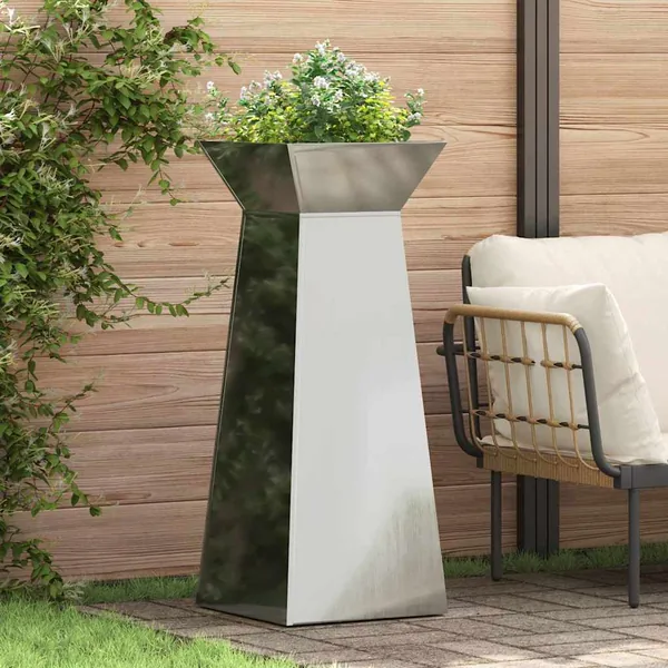 Jardinière à pilier 2 pc Argent 40 x 40 x 100 cm