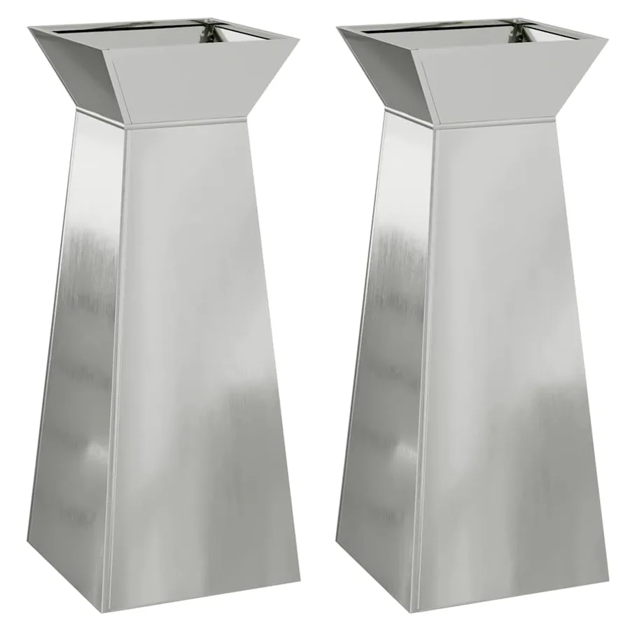 Jardinière à pilier 2 pc Argent 40 x 40 x 100 cm - 2