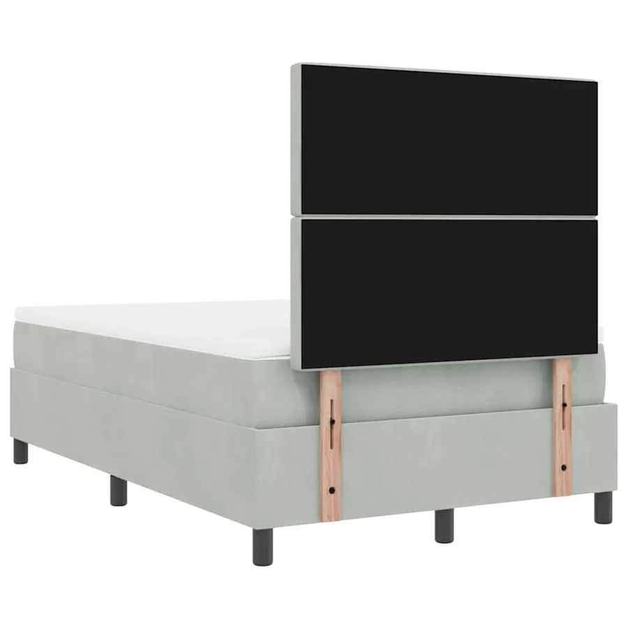 Lit à ressort LED avec matelas Gris clair 120 x 190 cm Velours - 10