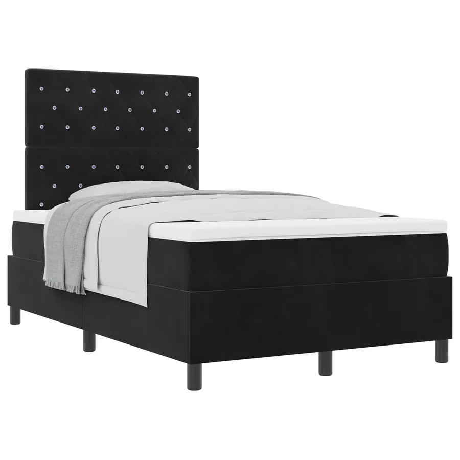 Lit à ressorts avec matelas Noir 120 x 190 cm Velours - 2