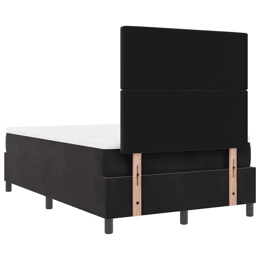 Lit à ressorts avec matelas Noir 120 x 190 cm Velours - 9