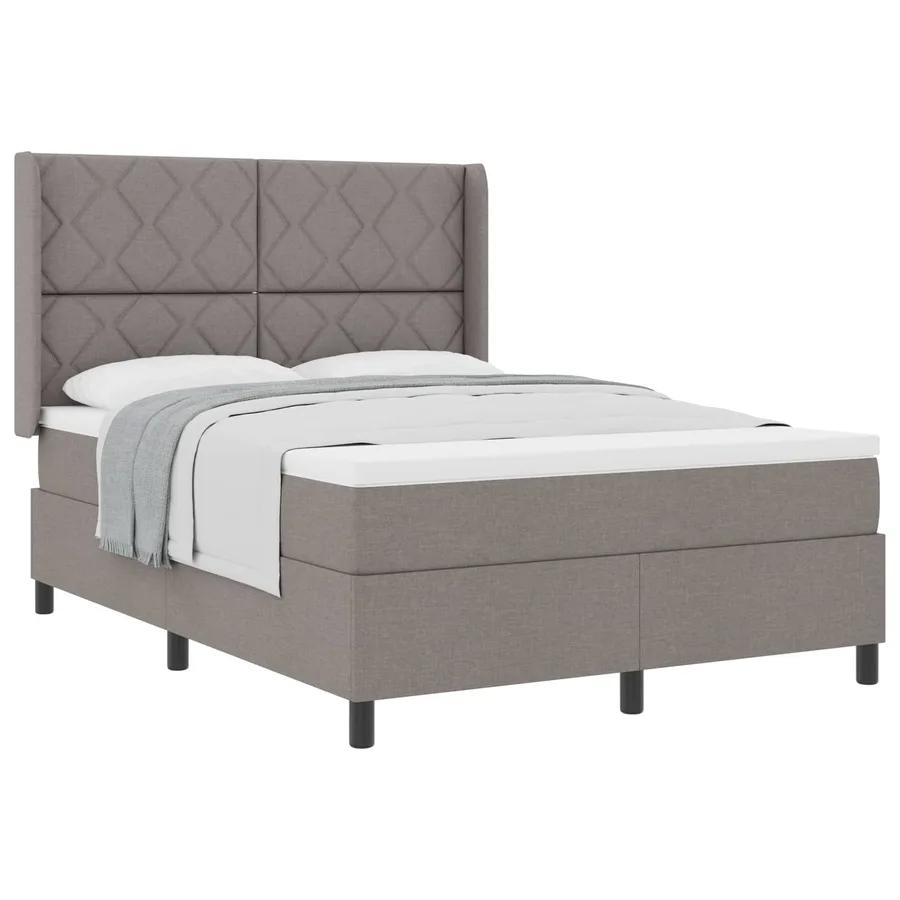 Lit à ressorts avec coussin Taupe 200 x 160 cm tissu - 2