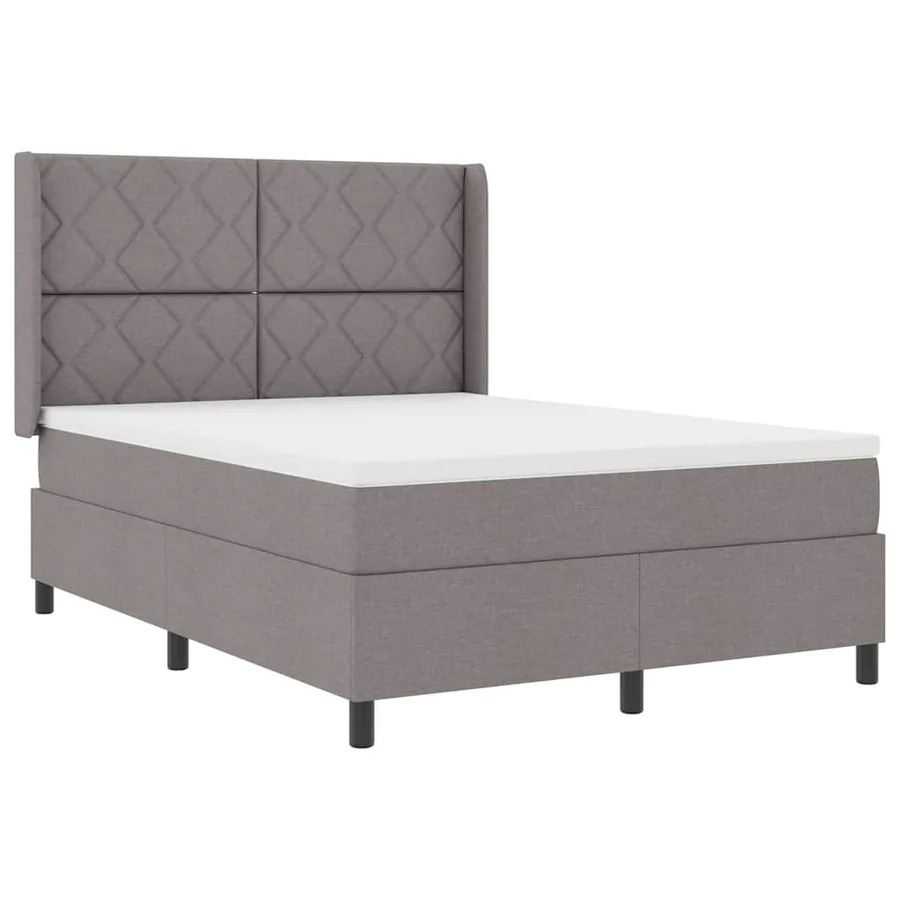 Lit à ressorts avec coussin Taupe 200 x 160 cm tissu - 4