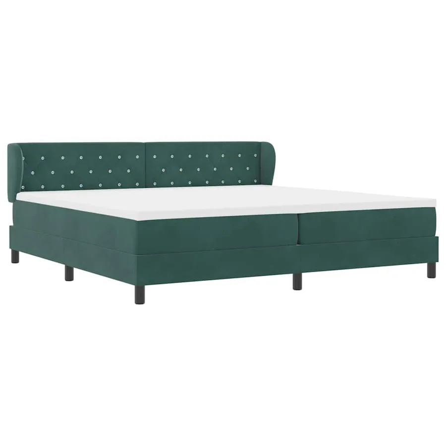 Lit à ressorts avec matelas Vert foncé 200 x 200 cm Velours - 6