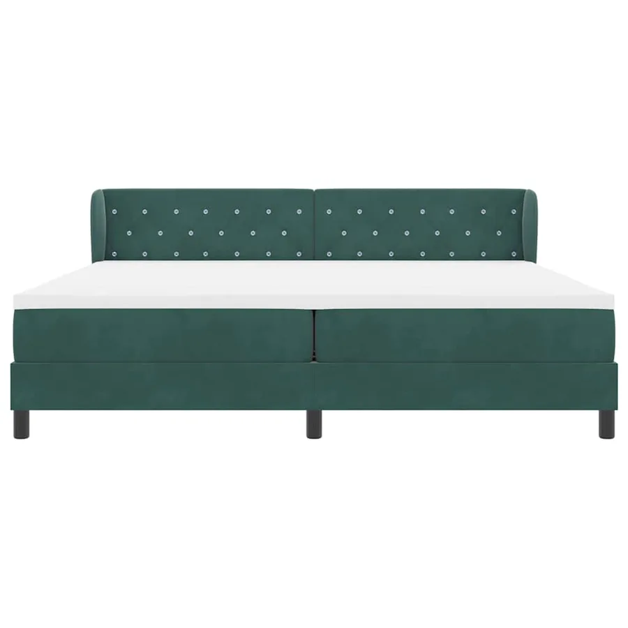 Lit à ressorts avec matelas Vert foncé 200 x 200 cm Velours - 7