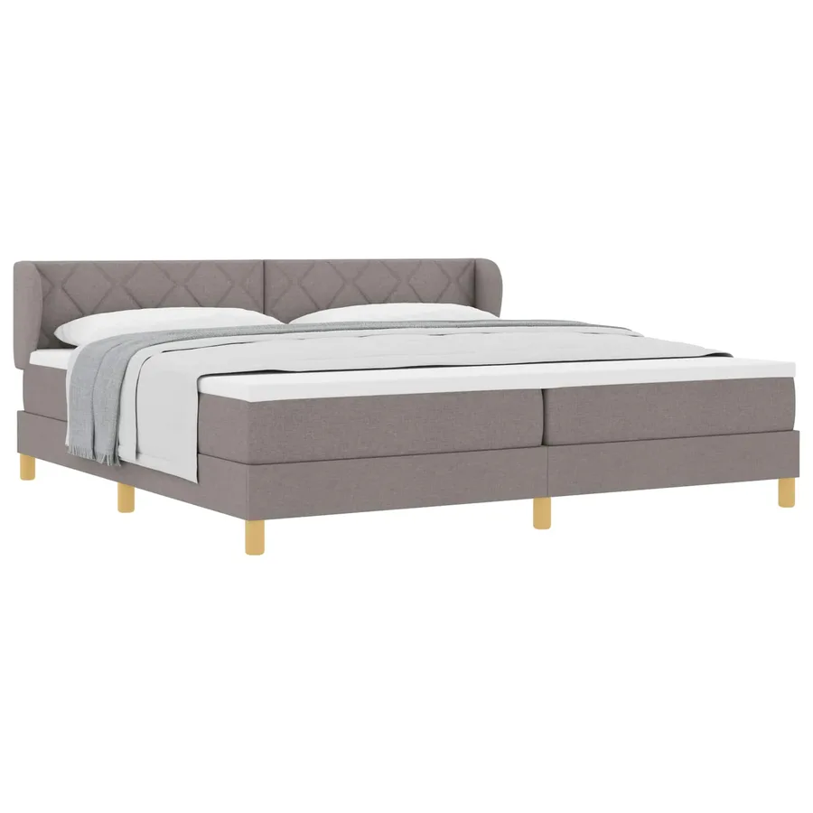Lit à ressorts avec tête de lit Taupe 200 x 200 cm tissu - 2