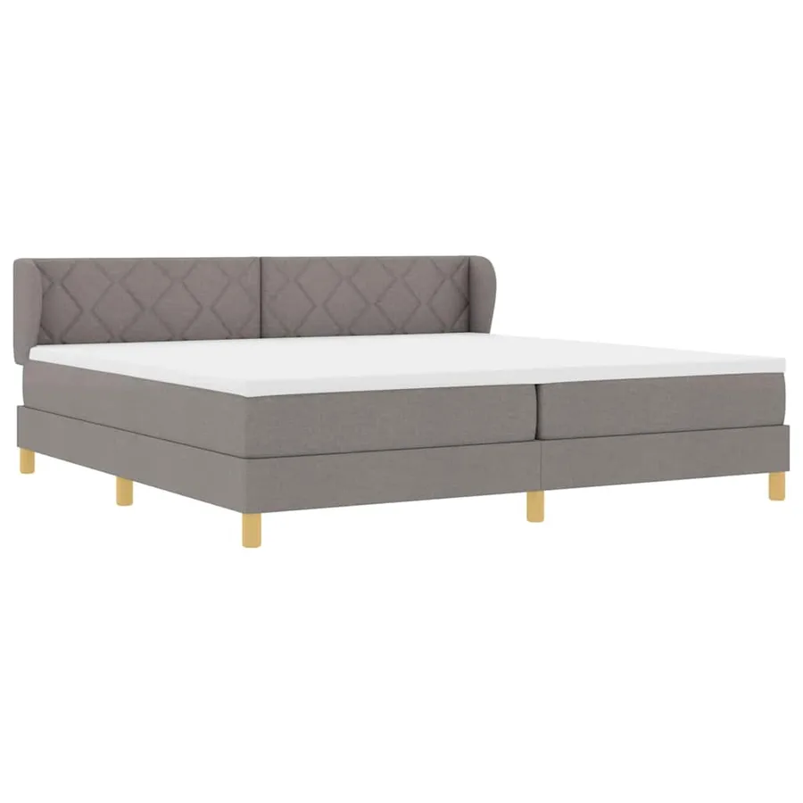 Lit à ressorts avec tête de lit Taupe 200 x 200 cm tissu - 6