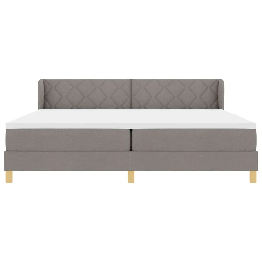 Lit à ressorts avec tête de lit Taupe 200 x 200 cm tissu - 7