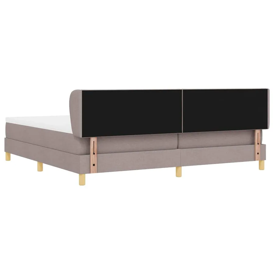 Lit à ressorts avec tête de lit Taupe 200 x 200 cm tissu - 9