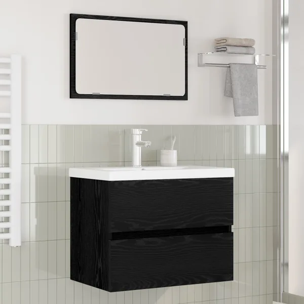 Ensemble de mobilier de salle de bain 3 pcs Chêne noir