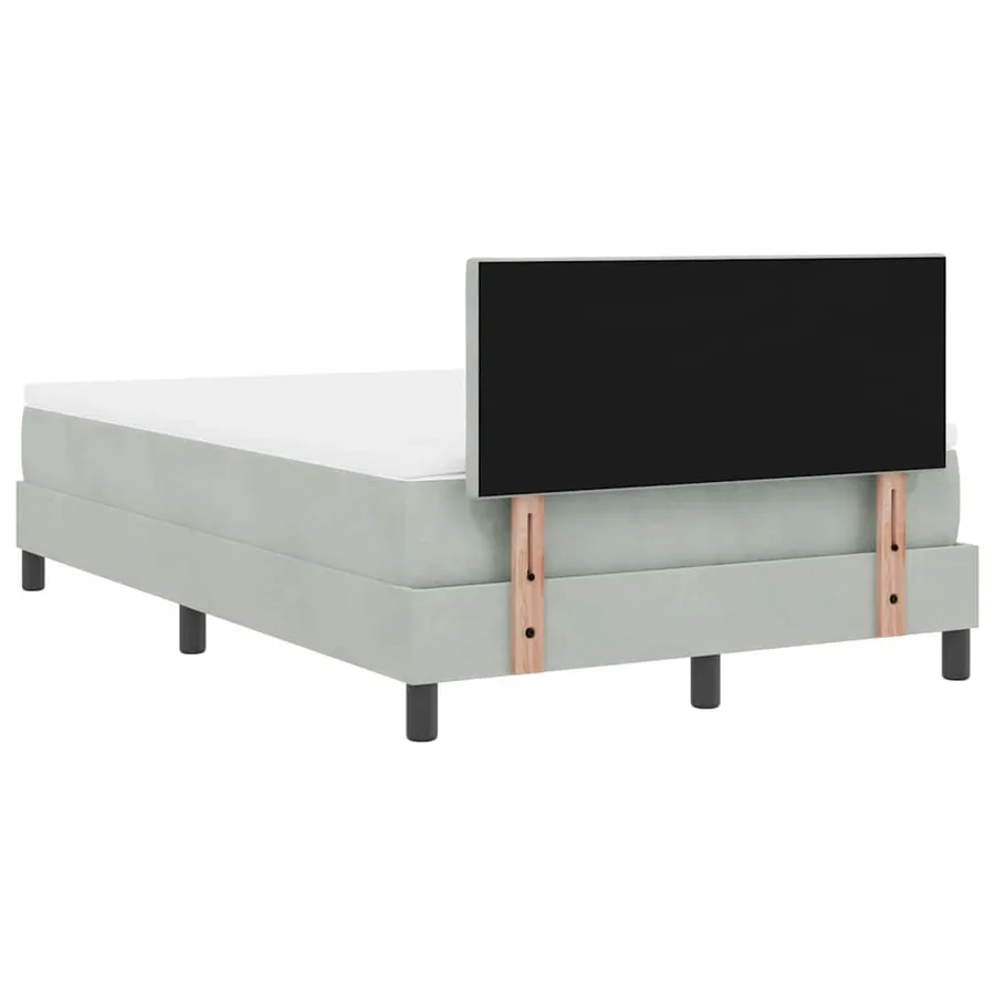 Lit à ressort LED Gris clair 120 x 200 cm Velours - 10