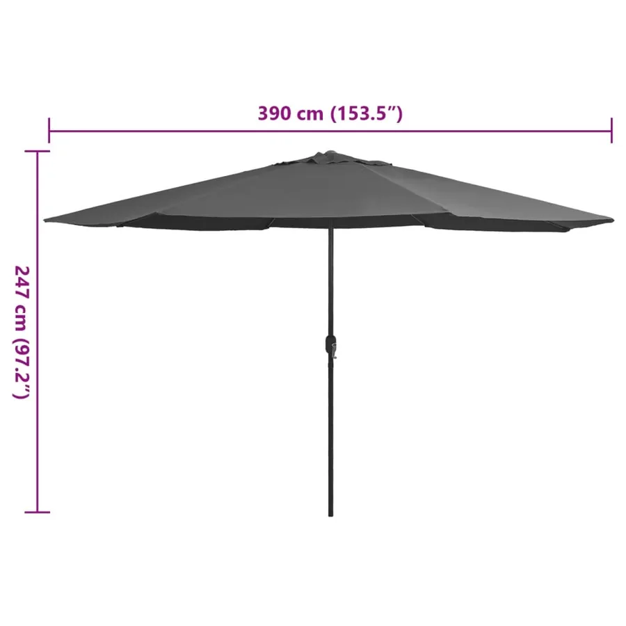 Parasol de jardin avec mât en métal 390 cm anthracite - 7