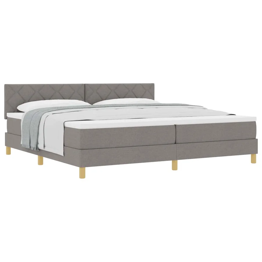 Lit à ressorts avec coussin Taupe 200 x 200 cm tissu - 2
