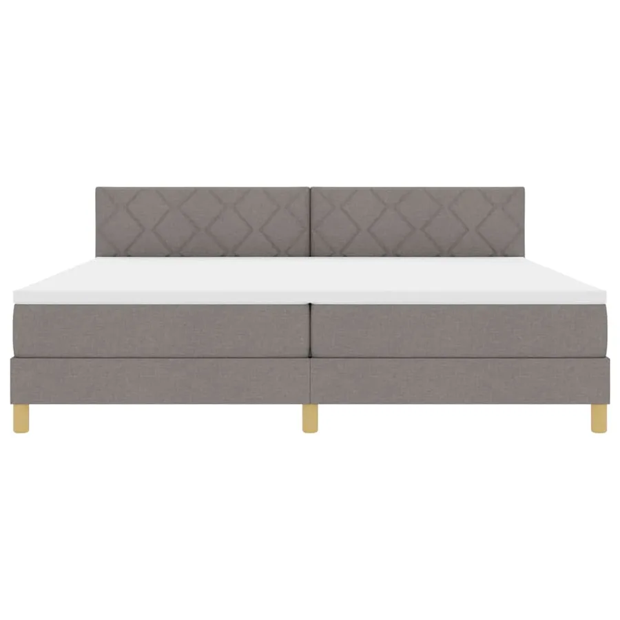 Lit à ressorts avec coussin Taupe 200 x 200 cm tissu - 7