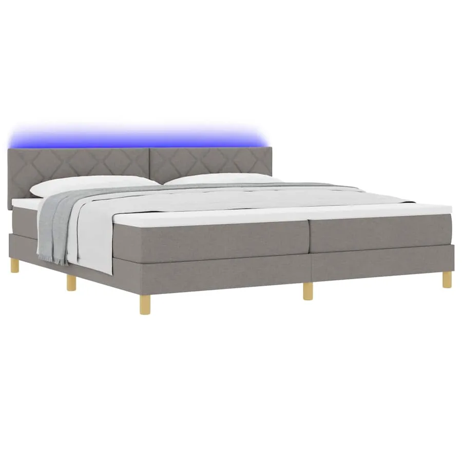 Lit à ressort LED avec bandes LED Taupe 200 x 200 cm tissu - 3