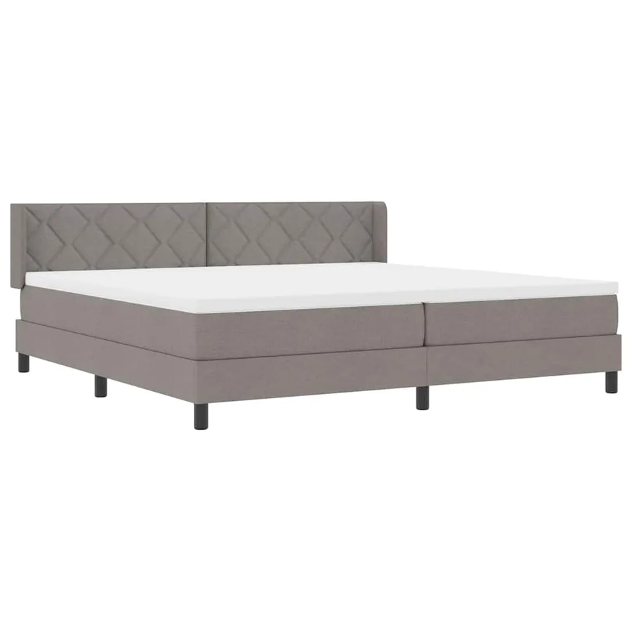 Lit à ressorts avec tête de lit Taupe 200 x 200 cm tissu - 6