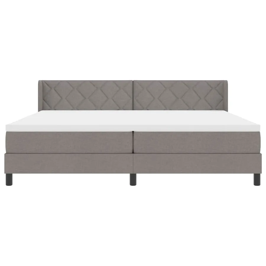 Lit à ressorts avec tête de lit Taupe 200 x 200 cm tissu - 7