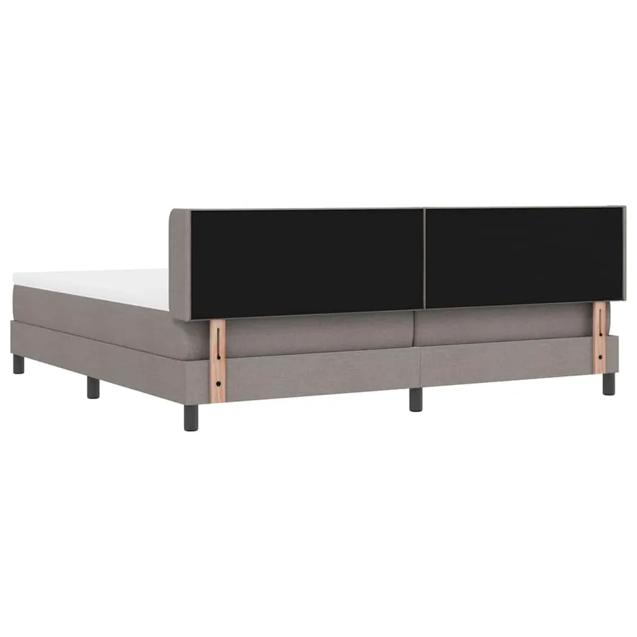 Lit à ressorts avec tête de lit Taupe 200 x 200 cm tissu - 9
