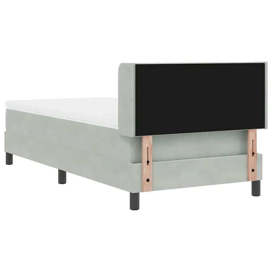 Lit à ressorts avec tête de lit Gris clair 200 x 100 cm Velours - 9