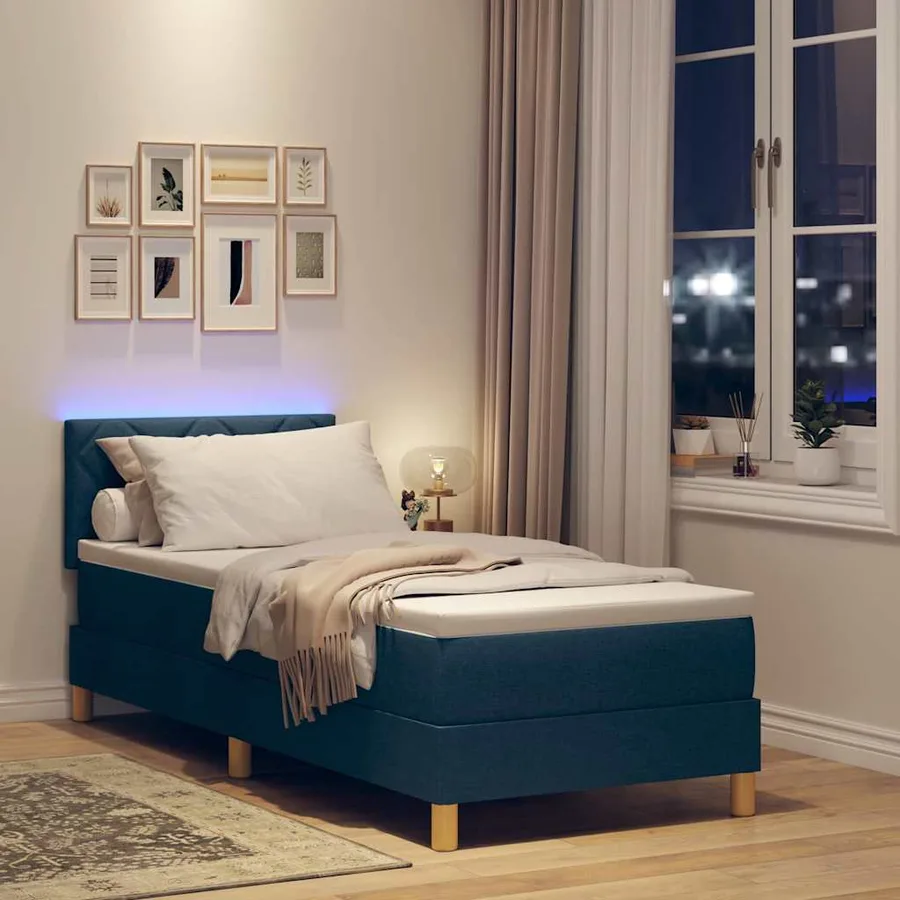Lit à ressort LED avec bandes LED Bleu 80 x 200 cm tissu - 5