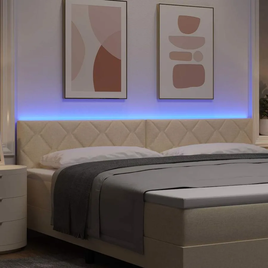Tête de lit LED Crème 200 cm tissu - 4