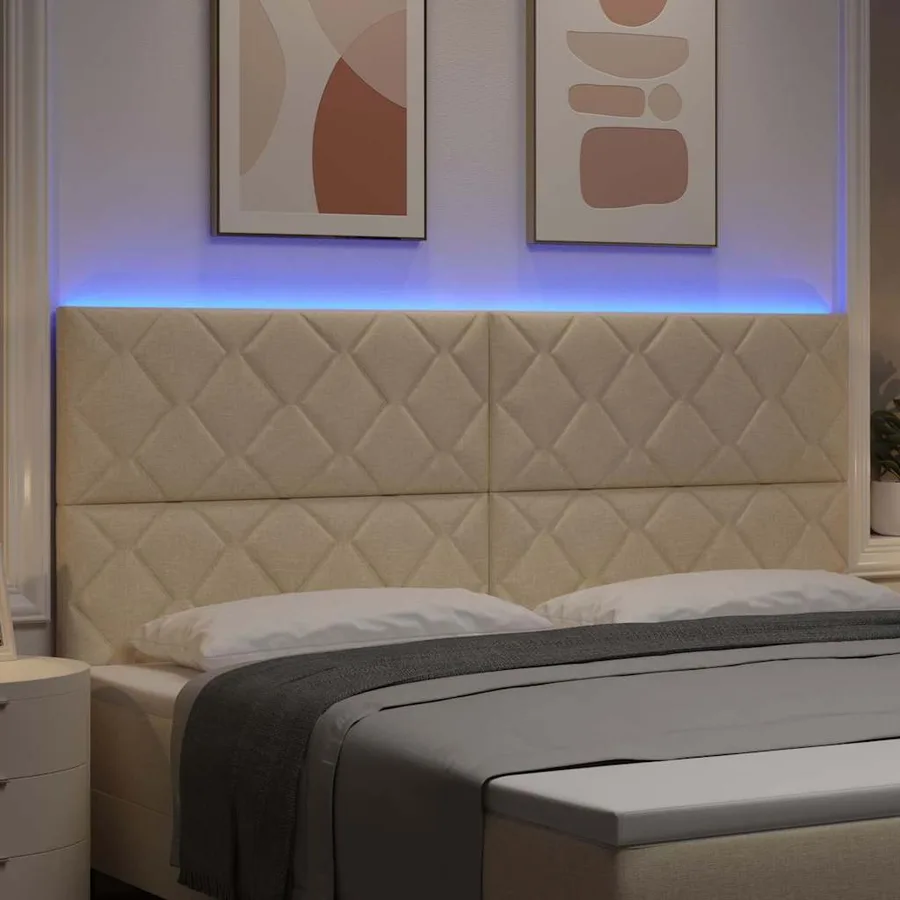 Tête de lit LED Crème 200 cm tissu - 4