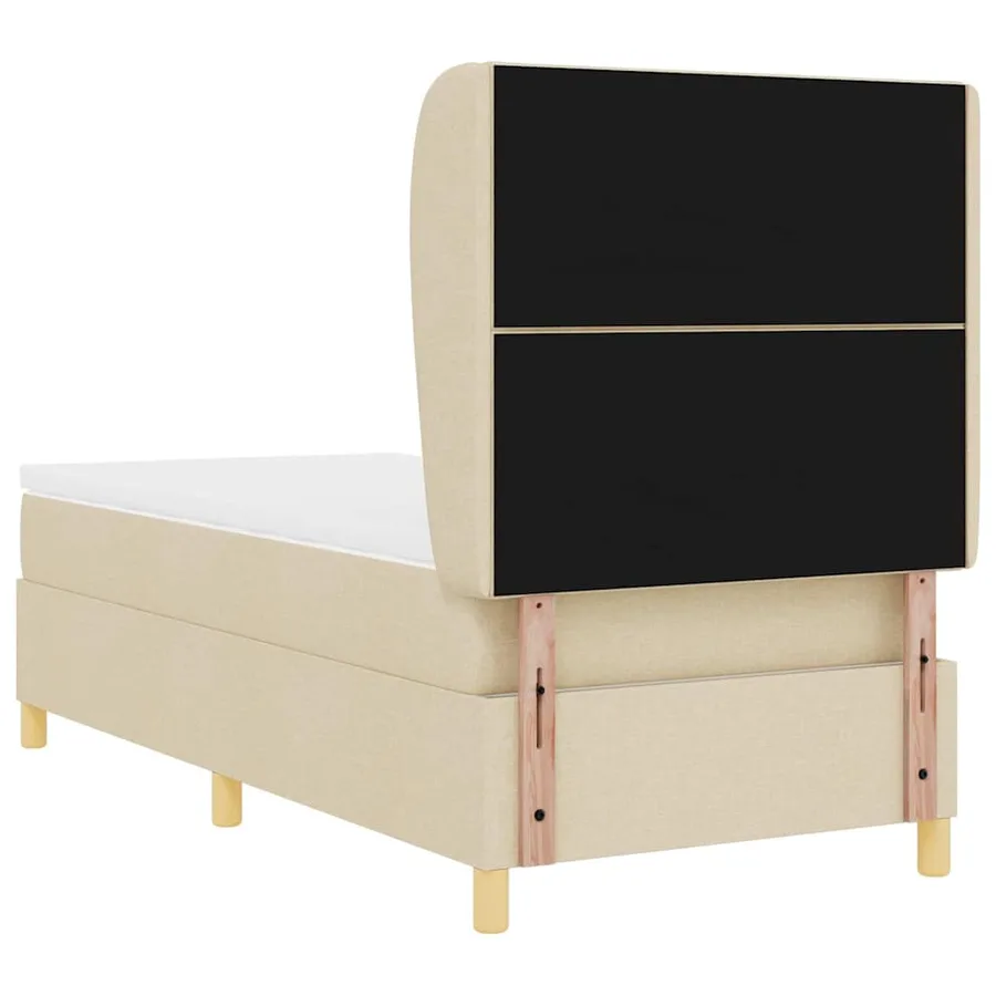 Lit à ressorts avec tête de lit Crème 200 x 100 cm tissu - 9