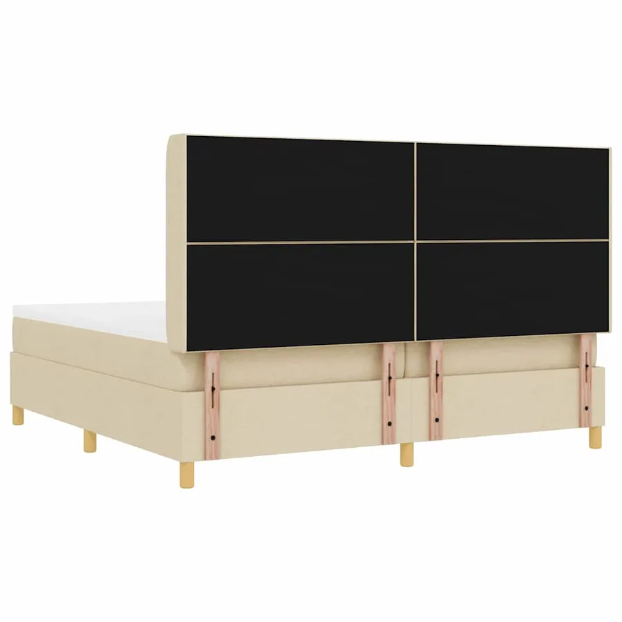 Lit à ressorts avec bandes LED Crème 200 x 200 cm tissu - 8