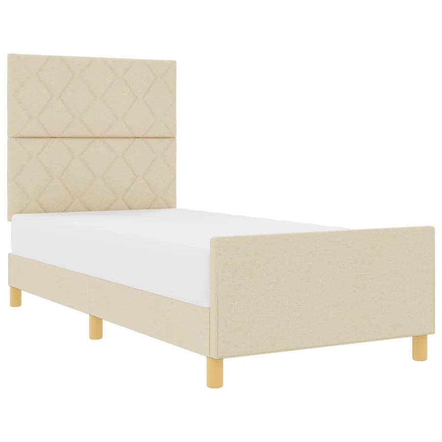 Cadre de lit avec tête de lit Crème 100 x 200 cm tissu - 2