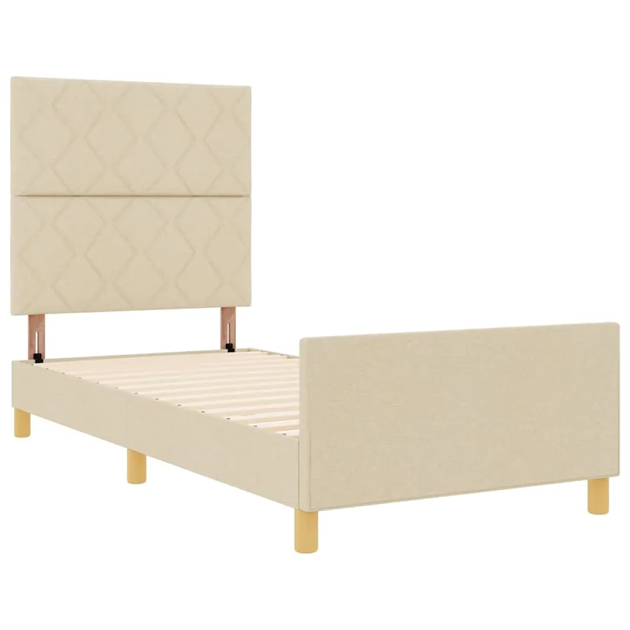 Cadre de lit avec tête de lit Crème 100 x 200 cm tissu - 4