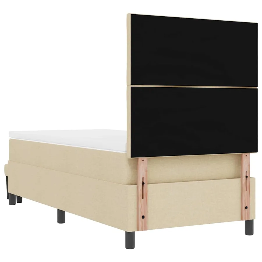 Lit à ressorts avec tête de lit Crème 100 x 200 cm tissu - 10