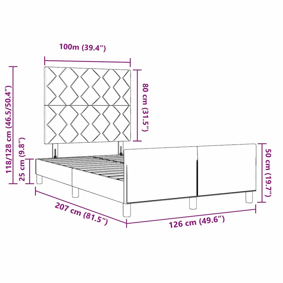 Cadre de lit avec tête de lit Crème 120 x 200 cm tissu - 13