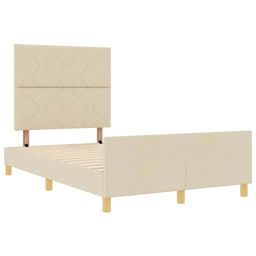 Cadre de lit avec tête de lit Crème 120 x 200 cm tissu - 5
