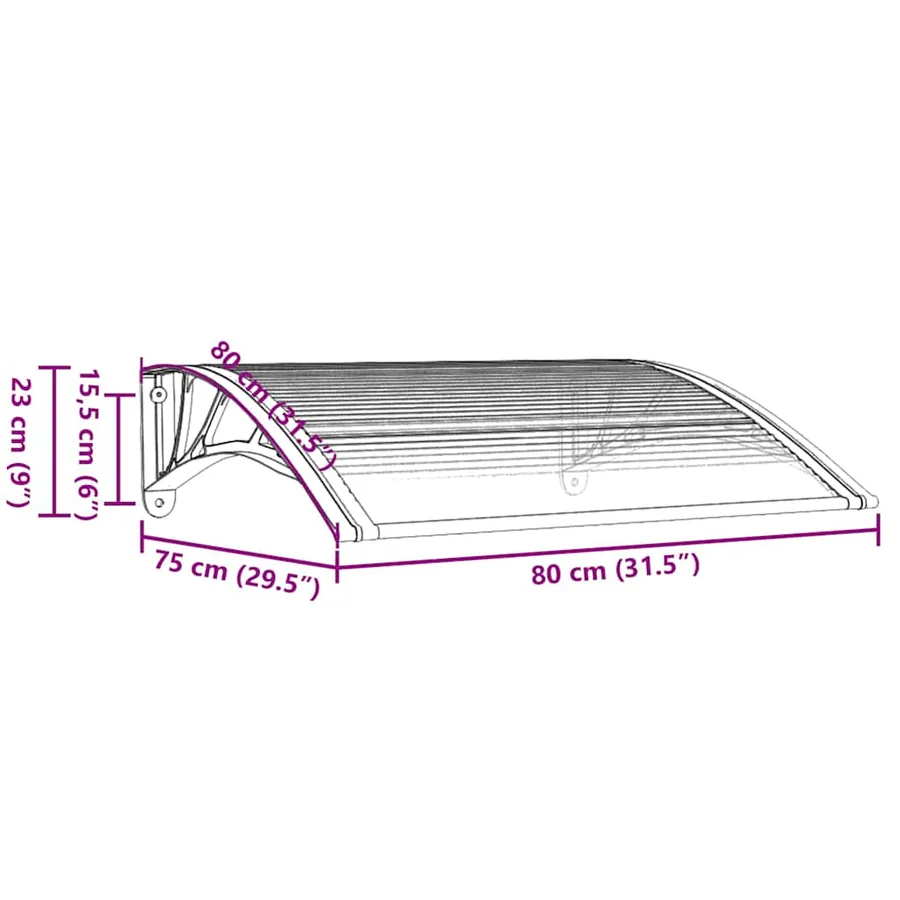 Door canopy black and transparent 80x75 cm polycarbonate - 7