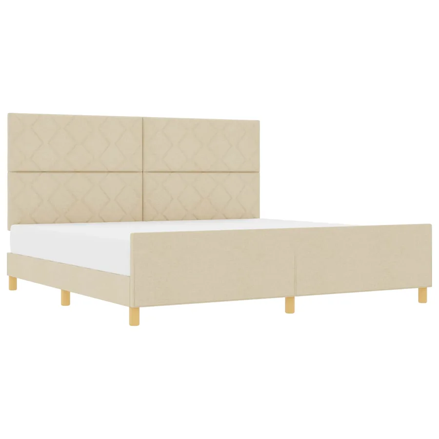 Cadre de lit avec tête de lit Crème 200 x 200 cm tissu - 2