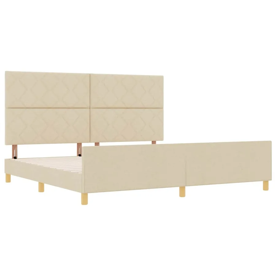 Cadre de lit avec tête de lit Crème 200 x 200 cm tissu - 5