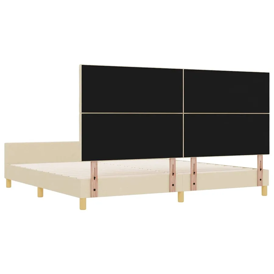 Cadre de lit avec tête de lit Crème 200 x 200 cm tissu - 9