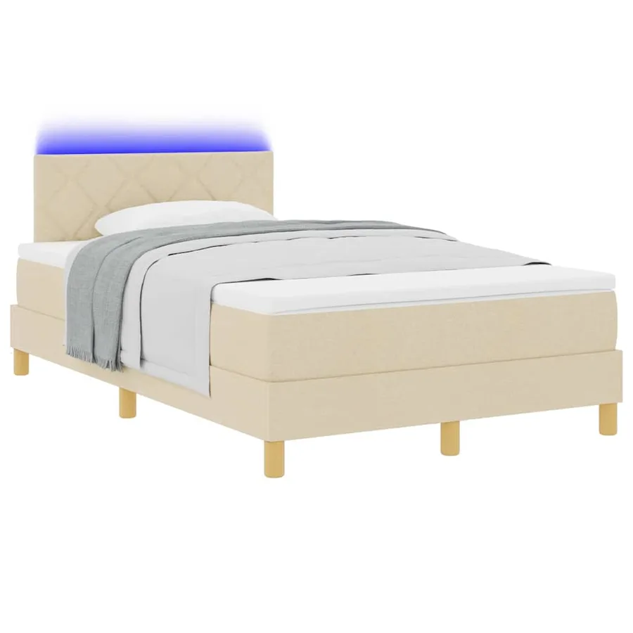 Lit à ressort LED avec bandes LED Crème 120 x 200 cm tissu - 3
