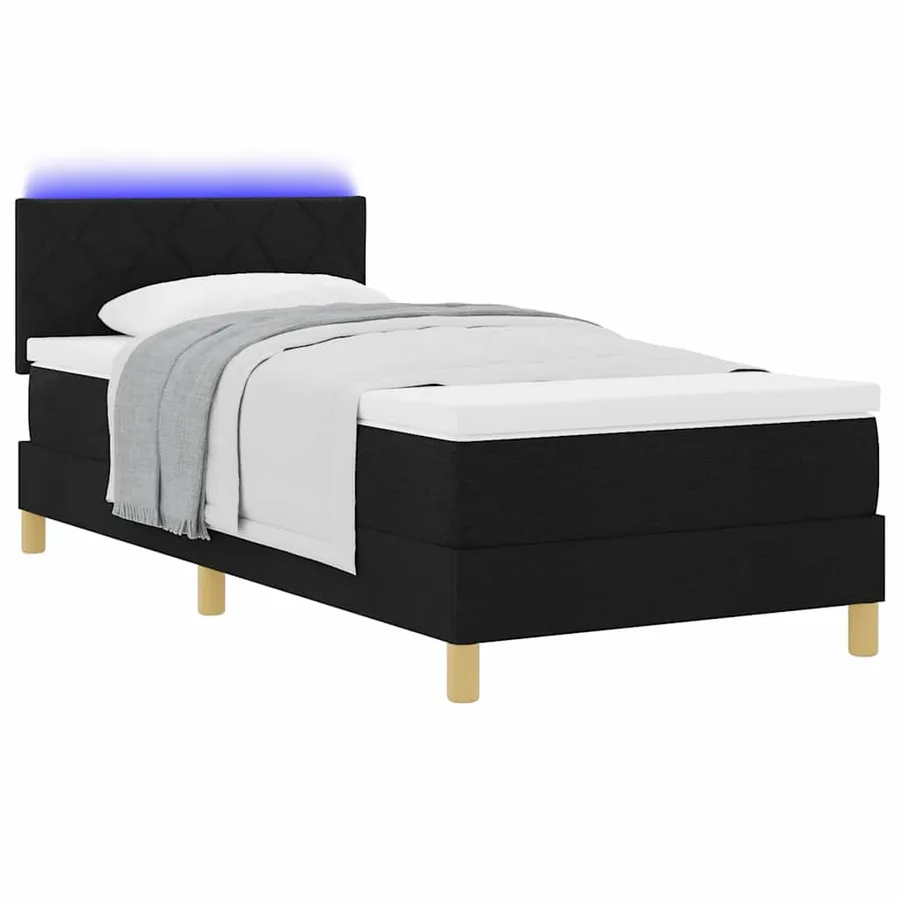 Lit à ressort LED avec bandes LED Noir 100 x 200 cm tissu - 3