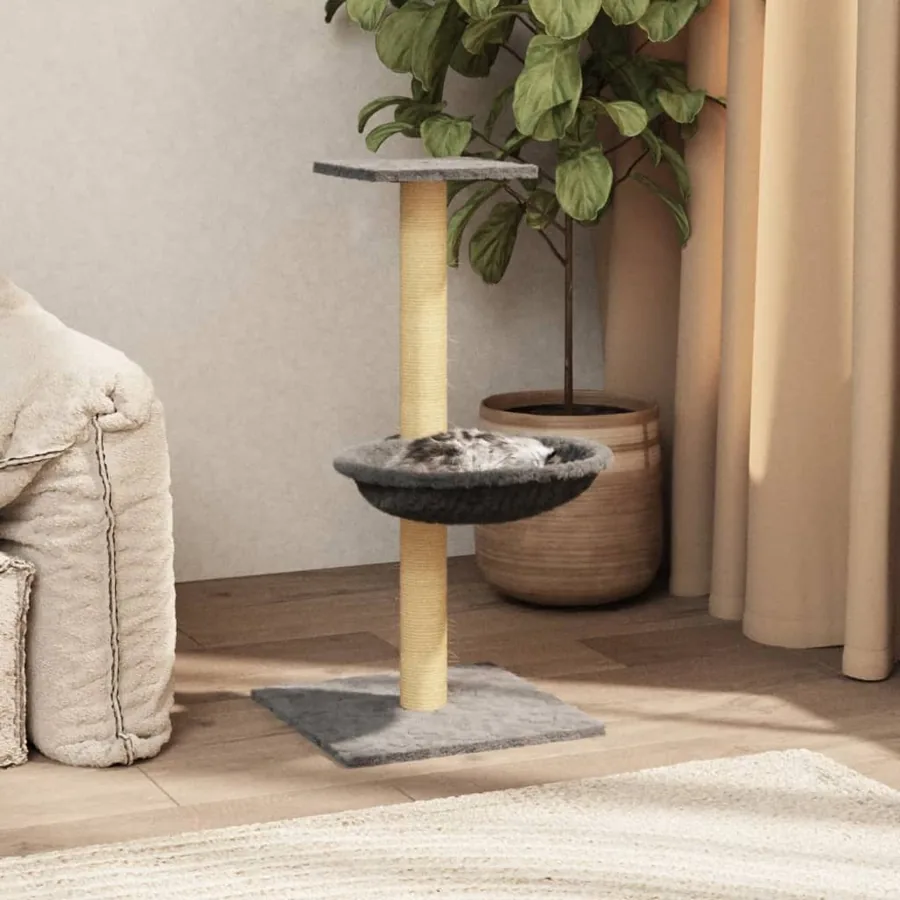 Arbre à chat avec griffoir en sisal Gris clair 74 cm