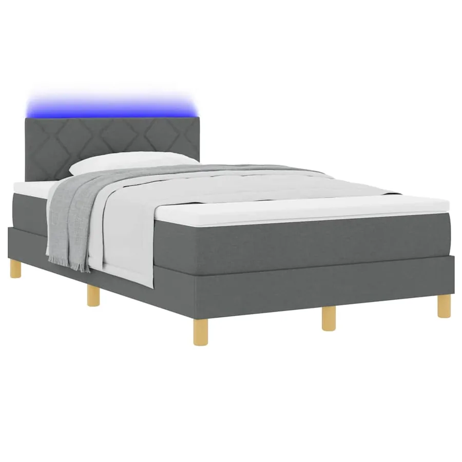 Lit à ressort LED avec bandes LED Gris foncé 120 x 200 cm tissu - 3