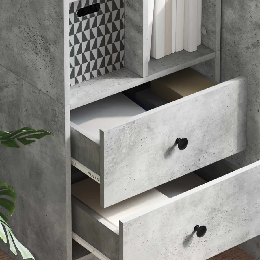 Haut Armoire avec tiroir Gris béton 45,5 x 34 x 127 cm - 4