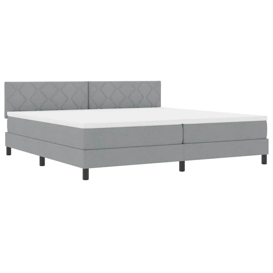Lit à ressorts avec coussin Gris clair 200 x 200 cm tissu - 4