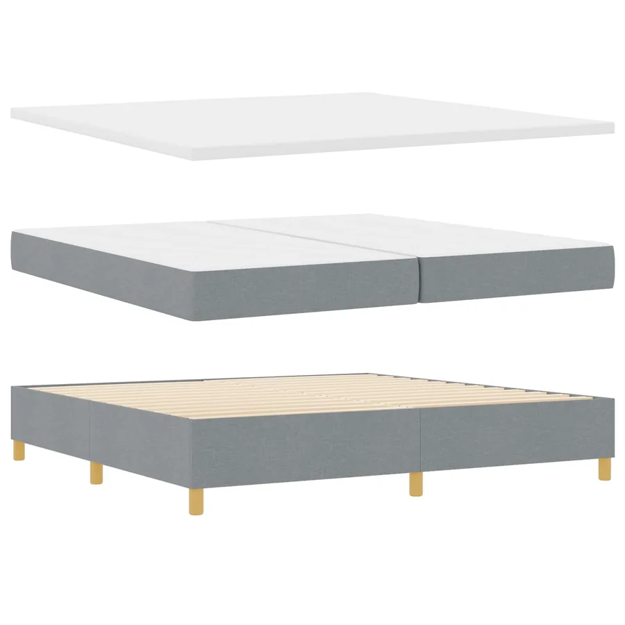 Lit à ressorts avec tête de lit Gris clair 200 x 200 cm tissu - 5