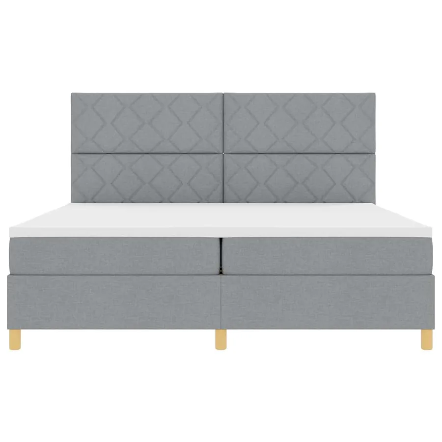 Lit à ressorts avec tête de lit Gris clair 200 x 200 cm tissu - 6