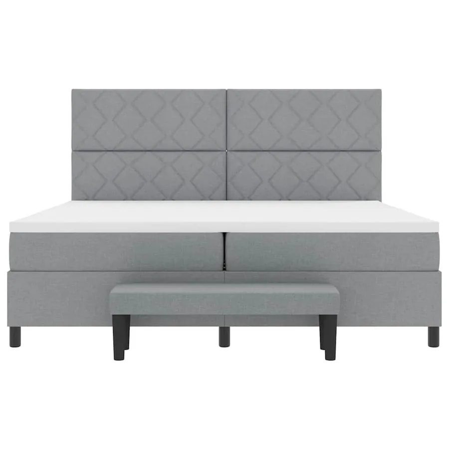 Lit à ressorts avec tête de lit Gris clair 200 x 200 cm tissu - 7