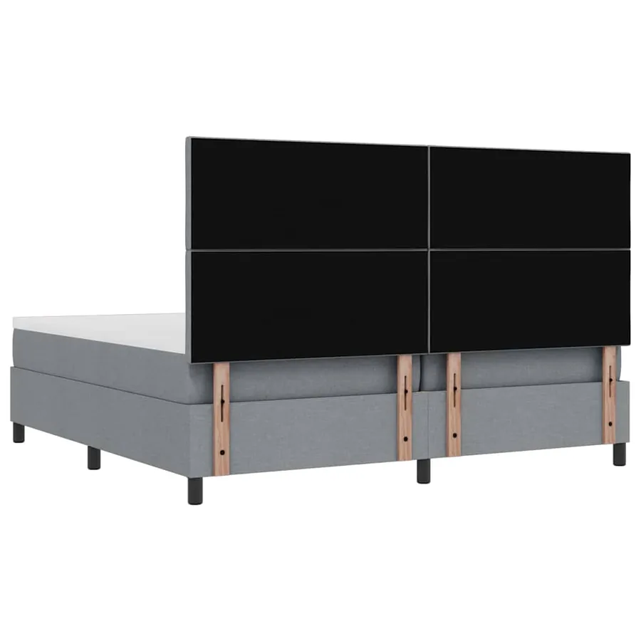 Lit à ressorts avec tête de lit Gris clair 200 x 200 cm tissu - 9