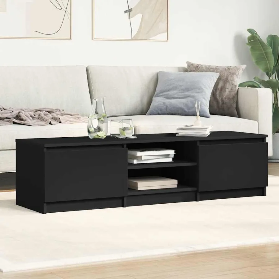 Meuble TV Noir 140x40x35,5 cm Bois d'ingénierie - 3