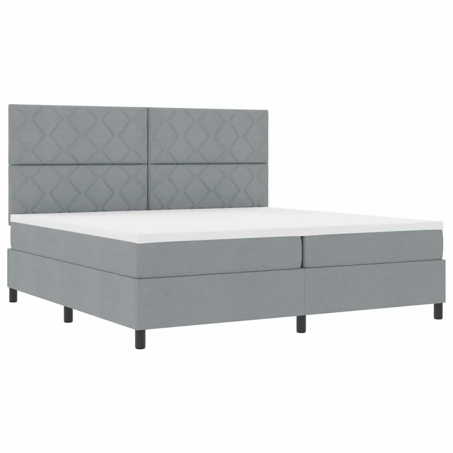 Lit à ressorts avec tête de lit Gris clair 200 x 200 cm tissu - 5